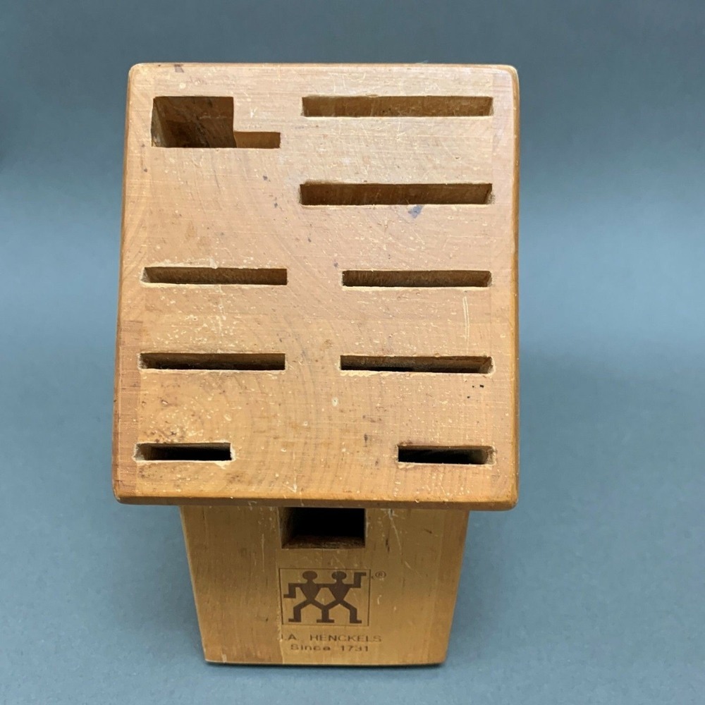 J. A. Henckels Wooden Knife Block 10 Slots 8 1/4" high x 10 1/2" x 4 1/8"